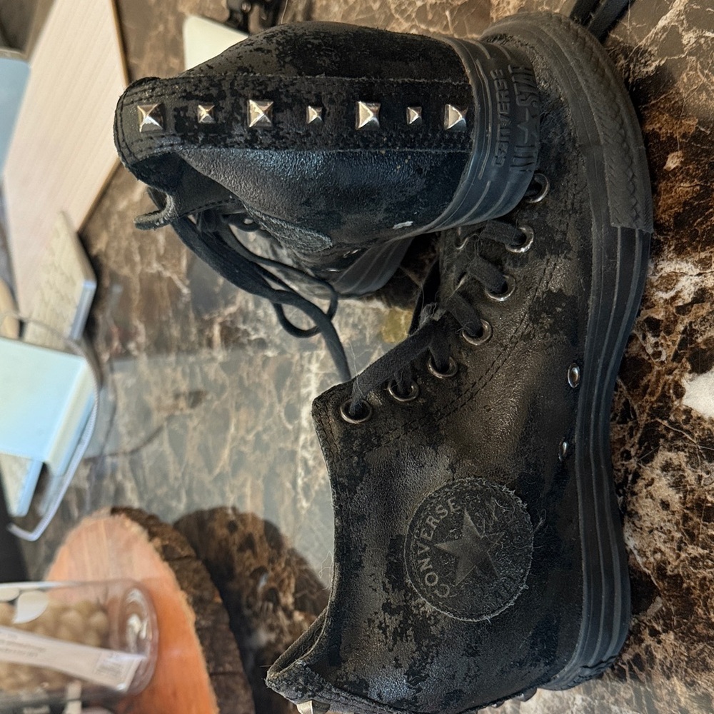 Converse Black Textured High-Tops with Stud Accents